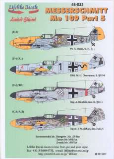 Decals 1/48 MESSERSCHMIT Me 109 Fighter Part 5 *MINT*  