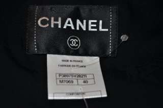 Chanel 10A Classic Black Tweed / Leather Jacket 40 RARE NEW  