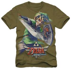 The Legend of Zelda Skyward Sword Link Mens T Shirt Burnt Olive Green 