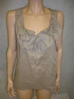 Banana Republic Beige Pleated Bow Cotton S/L Shirt Top S Small  