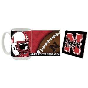 Nebraska Cornhuskers Football Mug and Coaster Combo