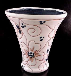 Art Pottery Floral Vase Norway Blue & White #128 EUC  