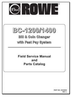 Rowe BC 1200 & 1400   BA50 Service Manual  bill changer  
