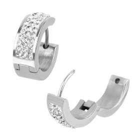 Womens Huggies Earrings with Multiple Cz Stones Going Around 316l 