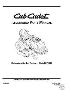 Cub Cadet Parts Manual Model No. GT 1554  