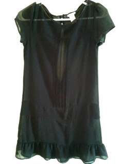 Urban Outfitters Sheer Black Ruffle Mini Dress S   Lux w/ Ribbon 