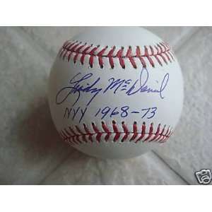   McDaniel Autographed Baseball   Ny 1968 73 Official