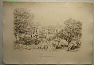 WILLIAM GREEN Buildings near Stockbridge 1821 etching  