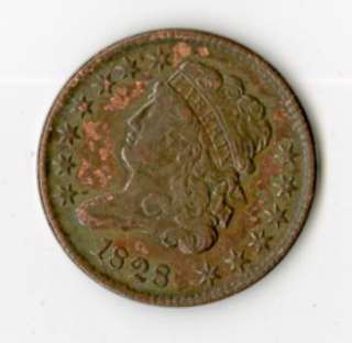 US Coin 1828 Classic Head Half Cent AU  