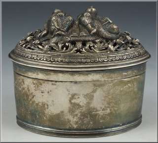 18th Century Solid Silver Box w/ Two Figural Characters on Lid  