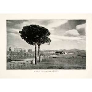  1902 Print Aqua Claudian Aqueduct Rome Italy Ruins Path 