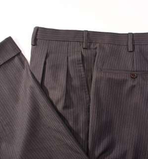  7500 KITON Handmade Brown Blue Stripe Super 180s Wool Suit 44 R Italy