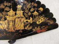 Antique Chinese Export Lacquered Brise Fan Circa 1820  
