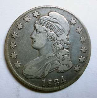1834 BUST HALF DOLLAR VF LARGE DATE, SMALL LETTERS  