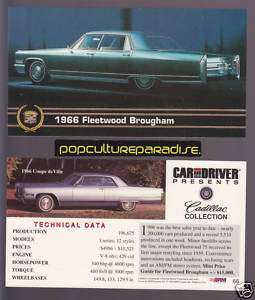 1966 CADILLAC FLEETWOOD BROUGHAM & COUPE DEVILLE CARD  