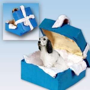   Setter Blue Gift Box Dog Ornament   Black Belton