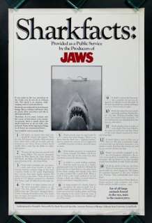 JAWS * SHARK FACTS 1975 ORIGINAL ROLLED MOVIE POSTER  