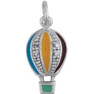   Sterling Silver Multi Colored Hot air Balloon with CZ Charm Z 8964