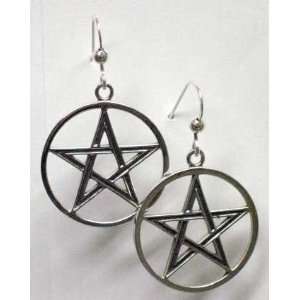  Sterling Silver Interwoven Grooved Pentacle Earrings 