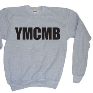 YMCMB SWEAT SHIRT WEEZY WAYNE SHIRT YOUNG MONEY GRAY W/BLACK PRINT 