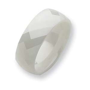  Ceramic White Faceted 8mm Polished Band CER6 7 Jewelry