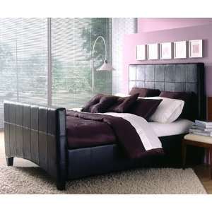  Emerson Black Finish Full Size 100% Leather Bed