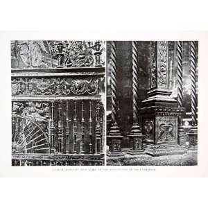 1925 Print Wrought Iron Wokr Cathedral Seville Spain Railing Spindle 