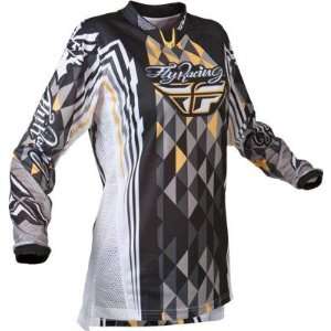 Fly Racing Girls Kinetic Jersey, Black/Gray, Gender Womens, Size 2XL 