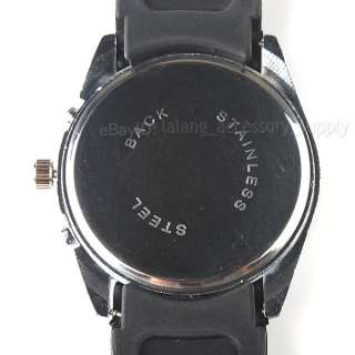 1x New Black Leather Strap Men Cool Wrist Watch 402004  