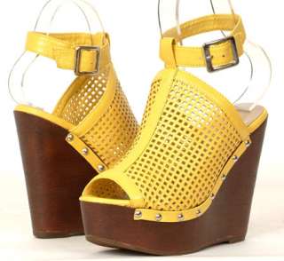 NEW Womens Yellow Wedges Platforms Dress Shoes Sandals  