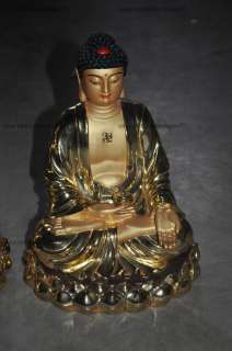 Nice colored drawing brass buddhas of three periods  