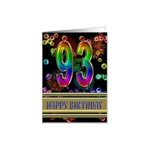  93rd Birthday with fireworks and rainbow bubbles Card 
