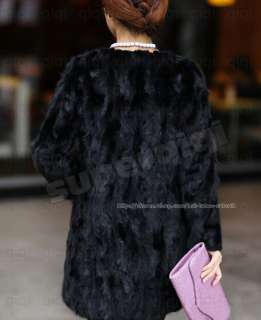 100% Real Genuine Mink Fur Coat/Jacket jacket black long ourwear 