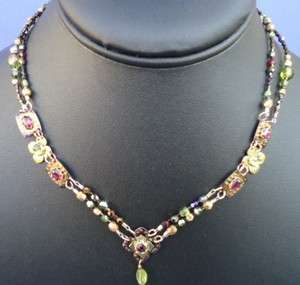 HOLLY YASHI Royal Courtship Garnet,Peridot and Bohemian Glass Necklace 