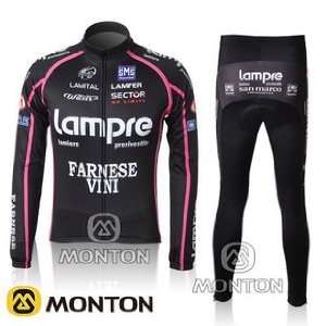  2011 lampre team black thermal fleece long sleeve cycling 