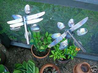 HANDCRAFTED METAL DRAGONFLY & FLOWER YARD ART  WELDED FROM EATING 
