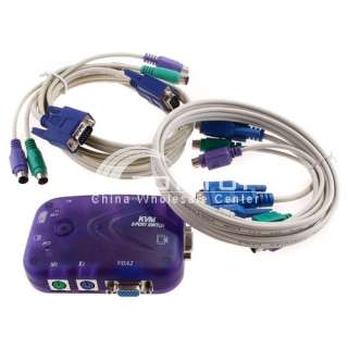 Port KVM Switch Box AVEC 2 Cable PS2 Controler P  