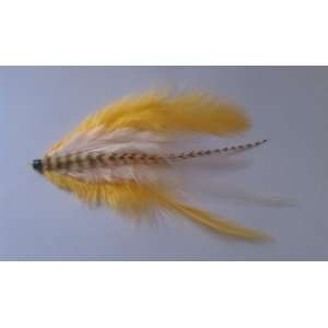   5pc Sunflower Yellow Grizzly Feather Hair Extension 