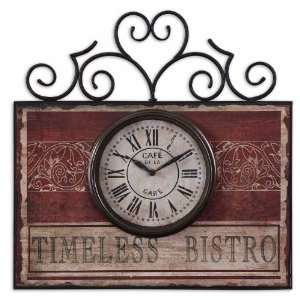 Uttermost 21 Timeless Bistro Clock Distressed Aged Red And Antiqued 