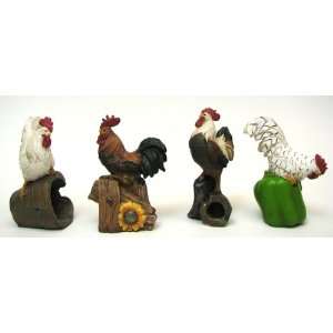  Small Country Roosters Set of 4