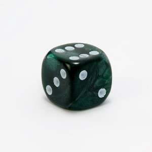  12mm 6 sided Pearlized Dice, Emerald with White Toys 