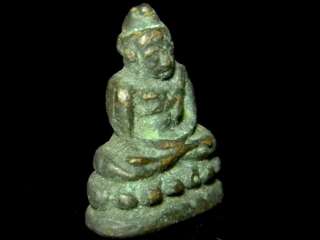 Ancient Founded Golden Triangle Green Patina Thai Lao Cambodia Buddha 