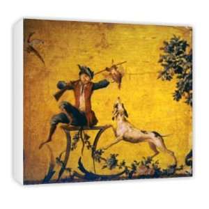  Monkey hunter and hunting dog (painted wood)   Canvas 
