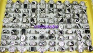 Wholesale jewelry lot 15pcs Rhinestones Mans Fashion Silver P rings 