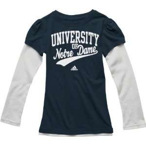Notre Dame Fighting Irish Youth Girls adidas Navy Faux Layered Thermal 