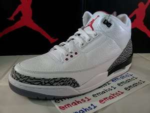 Nike Air Jordan 3 Retro white/fire red/cement grey III xi iv concord 