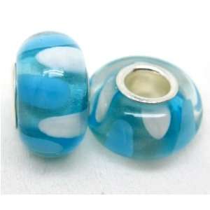  Bleek2Sheek Murano Glass Sky Blue and White Charm Beads 