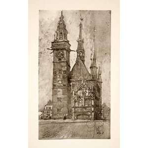  1911 Print Schepenhuis Aalst Belgium Belfry Tower City 