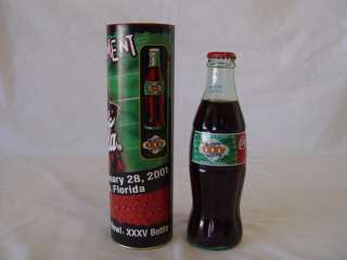 Super Bowl 35 XXXV Coca Cola Coke Bottle with Tube  