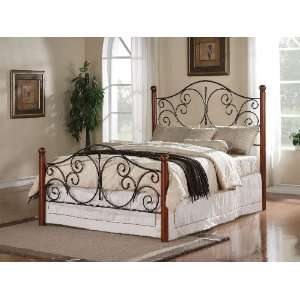   Size Bed w/ Bed Frame in Cherry Wood & Metal Frame